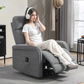 HOMCOM Scaun de masaj cu telecomanda, 8 puncte de masaj, incalzire lombara, port USB, buzunar lateral, scaun tapitat, Gri | Aosom Romania