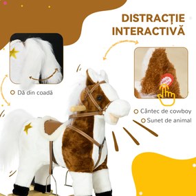 Cal Balansoar cu Sunet Muzical, Cal de Calarit cu Sa Cadou pentru Fetite si Baieti de 3-6 ani, Maro 68x26x62cm HOMCOM | Aosom Romania