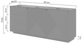 Comodă Asha 167 cm - alb lucios