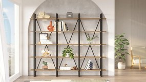 Biblioteca Living ML4 - A, PAL Melaminat / Metal, Pin Atlantic / Negru