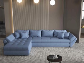 Colțar extensibil dumonde cu ladă de depozitare si sezut confortabil din spuma high-density, Loana XL Enjoy Albastru 335x185 cm