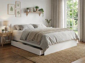 Pat ELISA 140 x 200 cm, alba Saltele: Cu saltele Deluxe 10 cm, Somiera pat: Fara somiera