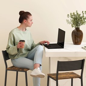 HOMCOM Set 2 Scaune Bar Stil Industrial cu Spătar și Suport pentru Picioare Maro | Aosom Romania