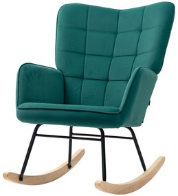 HOMCOM Fotoliu cu leagăn rocking chair acoperiș din catifea structură din oțel 71 x 98 x 101 cm Verde | Aosom Romania