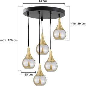 Lustră pe cablu LACRIMA HONEY 5xE27/60W/230V d. 45 cm