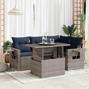 vidaXL Set mobilier de grădină cu perne, 5 piese,poliratan/lemn acacia