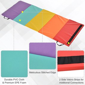 HOMCOM Mat Fitness pentru Sala si Acasa 5 Panouri Pliabile 195x76x3cm