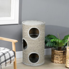 PawHut Turn Sisal pentru Pisici, Ansamblu cu Platforme Înveliș Moale, Φ38x70 cm, Gri | Aosom Romania