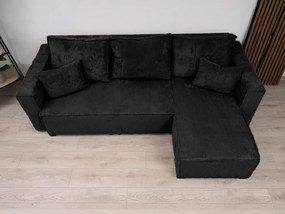 Canapea colt extensibila SMART COSARO negru, cu colt bilateral + 2 perne CADOU