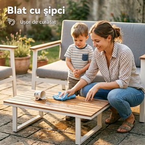 Outsunny Set Mobilier Grădină 4 Persoane: 2 Fotolii, Canapea, Măsuță | Aosom Romania