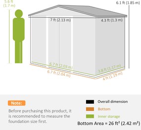 Outsunny Șopron de grădină exterior 2,42 m² 213x130x185 cm cu ușă culisantă, ventilație și kit de fundație, galben | Aosom Romania