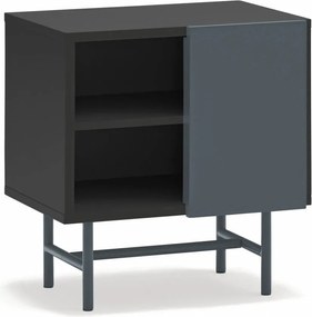 Noptieră neagră/gri antracit cu rafturi cu aspect mat Nube – Teulat