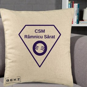 Perna Personalizata CSM Ramnicu Sarat Fotbal, 40x40 cm, Bej, Husa Detasabila, Perna Inclusa, BEKZ®