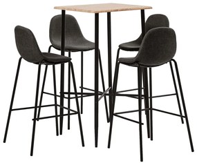 3050058 vidaXL Set mobilier de bar, 5 piese, gri închis, material textil