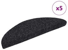 vidaXL Covorașe autoadezive pentru scări, 5 buc., 56x17x3 cm, negre, semirotunde