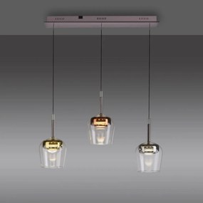 Lustra LED Smart cu Telecomanda, CCT, 3 pendule, Sticla, Multicolor, Q-KON