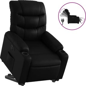 vidaXL Fotoliu rabatabil electric cu ridicare, negru, piele ecologică