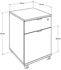Container birou Rosalind (antracit + stejar) . 1109356