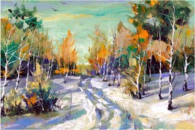Tablou - Drum înzăpezit prin pădure (90x60 cm)