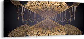 Tablou - Mandala aurie cu săgeți (120x50 cm)