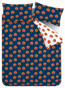 Lenjerie de pat albastră-portocalie pentru pat dublu, extinsă 230x220 cm Halloween Pumpkins – Catherine Lansfield