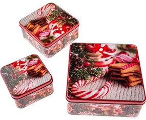 Set de 3 cutii din tablă pătrate Fursecuri