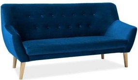 Canapea NORDIC 3, albastru inchis - Bluvel 86, stofa catifelata/lemn,