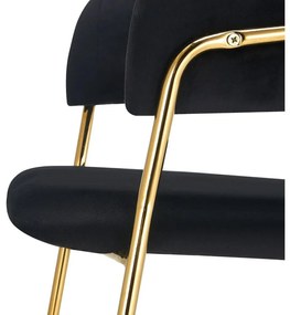 Fotoliu de sufragerie de design Dasmona 1 (Negru + Auriu + Crom) . 1097107