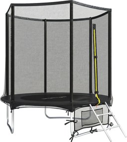 SPORTNOW Trambulină Exterior Ø183 cm Trambulină pentru Copii +6 Ani Adulți cu Plasă de Siguranță Scară cu 2 Trepte Negru | Aosom Romania