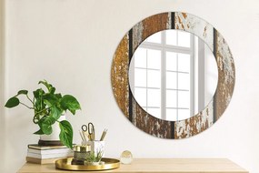 Oglinda rotunda imprimata Lemn întunecat vintage