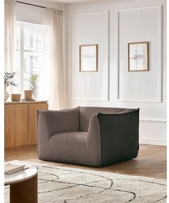 Fotoliu maro cu tapițerie din țesătură bouclé Giorgia – Bobochic Paris