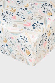 Cearşaf elastic din bumbac pentru pătuţ de copii Flowers multicolor