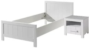 Set Mobilier Cameră Copii ERIK: Pat 90x200 cm și Noptieră, Alb – Vipack