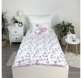 Lenjerie de pat din bumbac pentru patut BUNNY SWEET alb Dimensiune lenjerie de pat: 40 x 60 cm | 100 x 135 cm