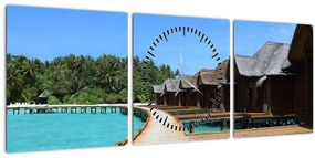 Tablou cu Maledive (cu ceas) (90x30 cm)