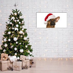 Tablou pe sticla acrilica Bulldog Christmas Dog