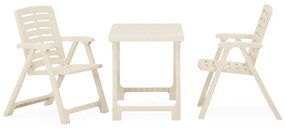 Set mobilier de bistro pliabil, 3 piese, alb, plastic