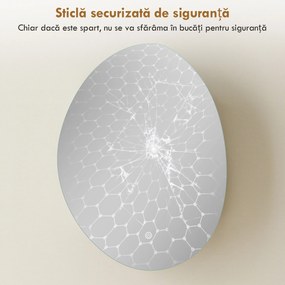 HOMCOM Dulap Baie LED, Anti-Condens, Iluminare Reglabilă 3 Tonuri, Alb, Montare pe Perete | Aosom Romania