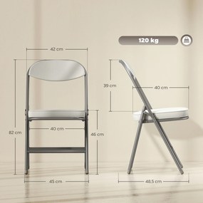 HOMCOM Set de 4 scaune pliante căptușite, Scaune pliante cu material catifea, spătar, cadru metalic, crem | Aosom Romania