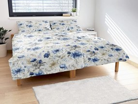 Lenjerie de pat din bumbac FLORI ALBASTRE
