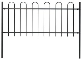 Gard de gradina cu varf curbat, negru, 1,7 m, otel 1, 0.8 m, 1.7 m