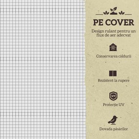 Outsunny Pat de Grădină Înălțat cu Acoperiș din PE, Jardinieră din Lemn pentru Exterior cu 4 Orificii de Drenaj, pentru Flori și Legume, pentru Grădină, Balcon, 121x55x117 cm, Gri Închis | Aosom Romania