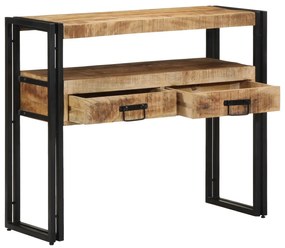 mese de colț vidaXL negre 90x33x75 cm din lemn masiv de mango și metal