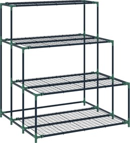 Outsunny Suport de plante cu 4 niveluri, înălțime 110 cm, suport de flori cu 24 de clipsuri, raft pentru plante din oțel Verde închis | Aosom Romania