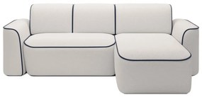 Colțar albastru/crem cu tapițerie din țesătură bouclé (cu colț pe partea dreaptă/cu șezlong) Ume – ELTAP