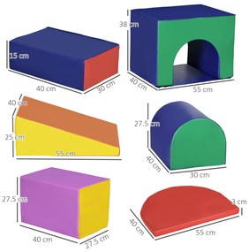 HOMCOM Set de Joacă pentru Copii 12-36 Luni cu 7 Blocuri din PU și EPE Multicolor | Aosom Romania
