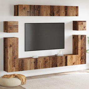 vidaXL Set comodă TV 8 pcs Lemn vechi Mediu 30.5 x 30 x 30 cm