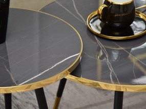 Set de 2 măsuțe de cafea Zoya Zest S (marmură grafit + aurie + negru). 1111892