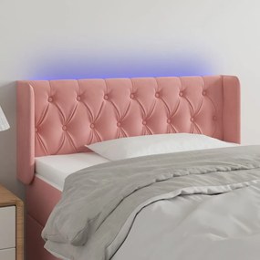 3123619 vidaXL Tăblie de pat cu LED, roz, 103x16x78/88 cm, catifea