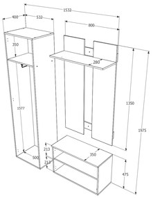 Cuier haaus Torino, Stejar Sonoma, 150 x 42 x 200 cm